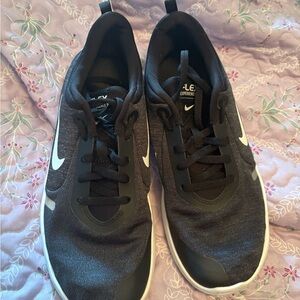 Nike Ladies Black Athletic Sneakers with White Swoosh